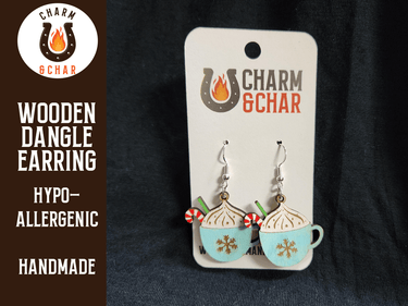 Christmas Hot Cocoa Dangle Earring - Christmas Fashion Earring - Dangle Earring - Charm and Char